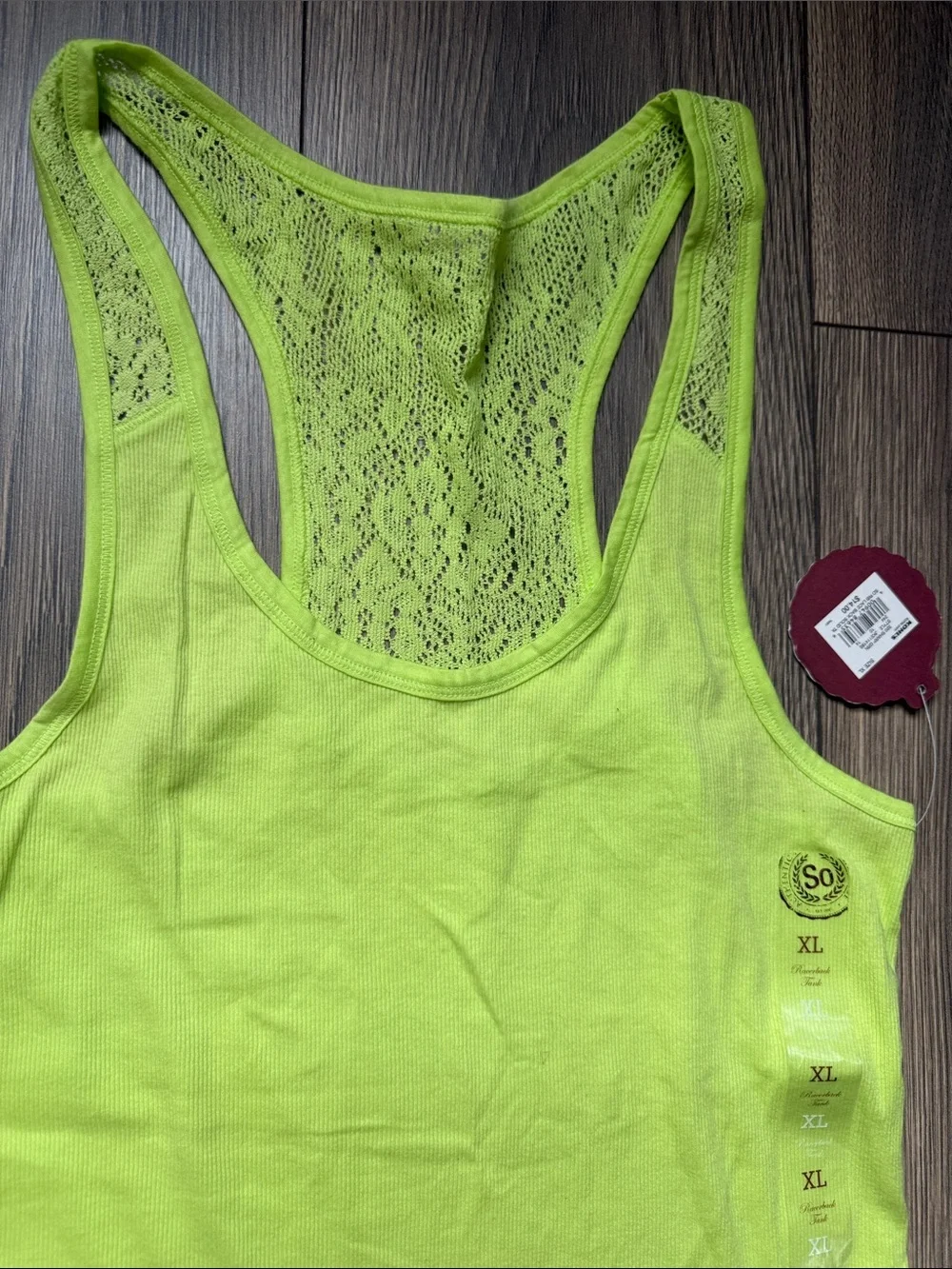 SO Neon Lime Lace-Back Racer Tank Top
